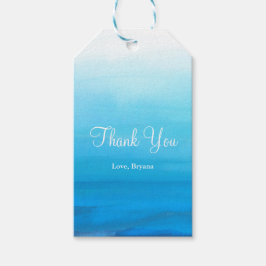 Blått vattenfärg Beach Tropiskt Bröllopsfavorit Presentetikett