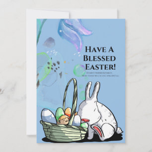 Blått vattenfärgsbakgrund för påsk julkort