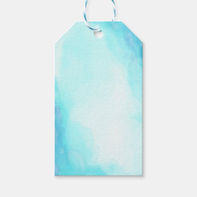 Blått vattenfärgsbakgrund Himlar Presentetikett (Framsidan)