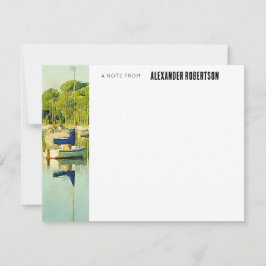 Blått vattenfärgsbehållarscen - platta antecknings anteckningskort