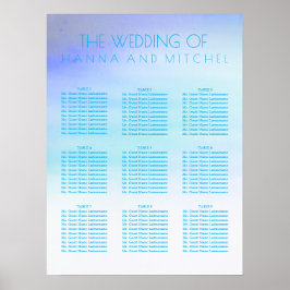 Blått vattenfärgsdiagram för säten i Bröllop Poster