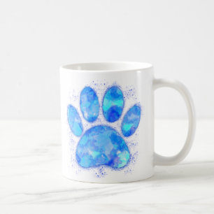 Blått vattenfärgsfärgsutskrift, Hund Kaffemugg