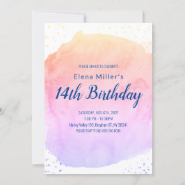 Blått  vattenfärgsfiske guld glitter-inbjudan inbjudningar