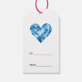 Blått vattenfärgshjärta för perfektens gåva presentetikett
