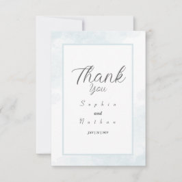 Blått vattenfärgskort - enkelt och Chic - tack