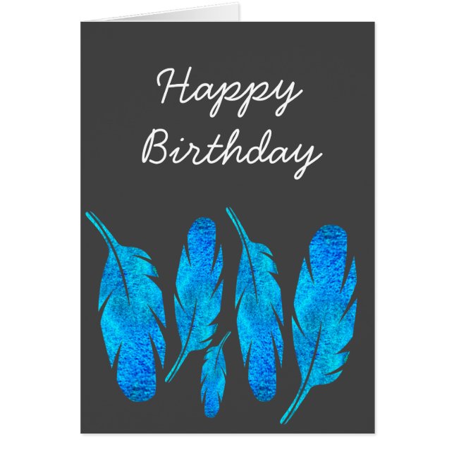 Blått vattenfärgsludd hälsningskort (Framsidan)