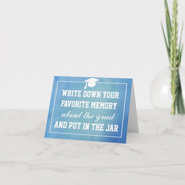 Blått vattenfärgsminne Student Hat Memory Burk Kort (Framsida)