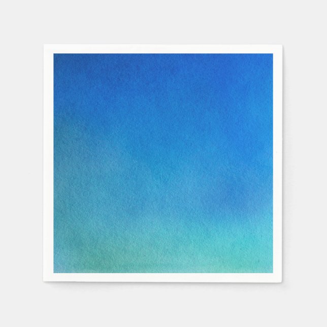 Blått vattenfärgsområde Ombre Pappersservett (Framsidan)