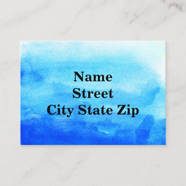 Blått vattenfärgsområde Ombre Visitkort (Framsida)