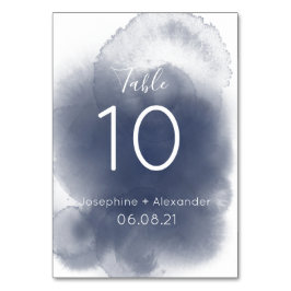 Blått vattenfärgstema bordsnummer