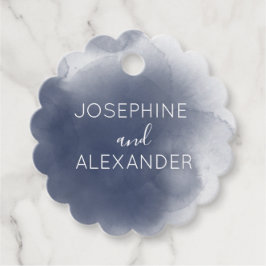 Blått vattenfärgstema gåvor etiketter