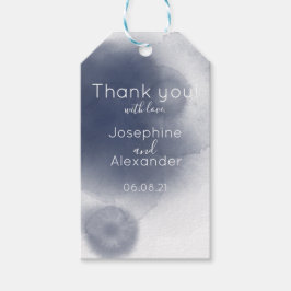 Blått vattenfärgstema presentetikett