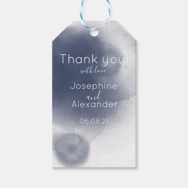 Blått vattenfärgstema presentetikett (Framsidan)