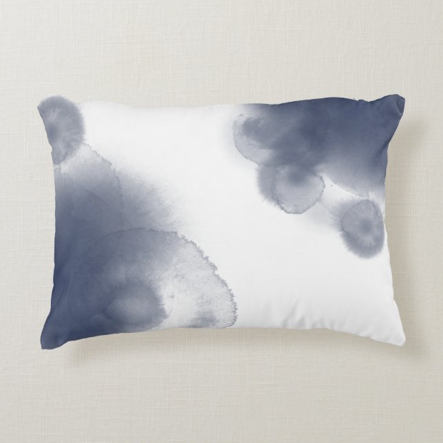 Blått vattenfärgstema prydnadskudde (Framsidan)