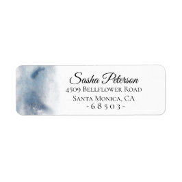 Blått vattenfärgsTvätta Returadress Etikett