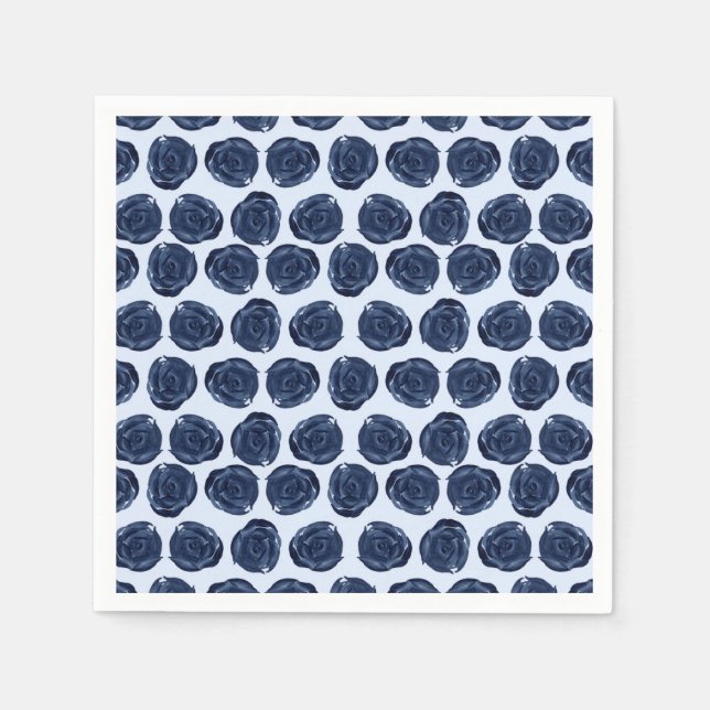 Blått vattenfärgsvaccin Ro, Chic Bröllop Pappersservett (Framsidan)