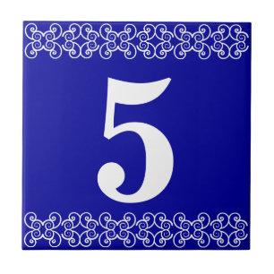 Blått Victorian Number Tile Kakelplatta