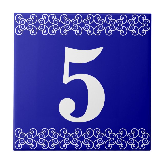 Blått Victorian Number Tile Kakelplatta (Framsidan)