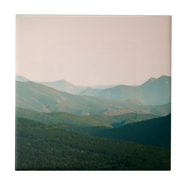 Blått vid bergen kakelplatta (Framsidan)