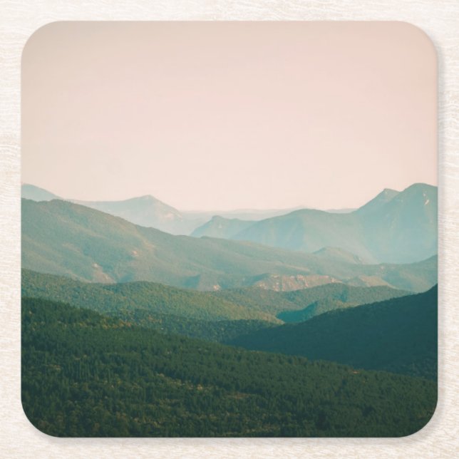 Blått vid bergen underlägg papper kvadrat (Framsidan)