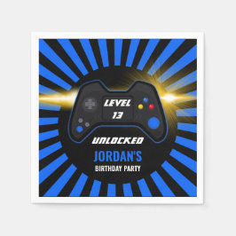 Blått videospel, födelsedagsservetter pappersservett