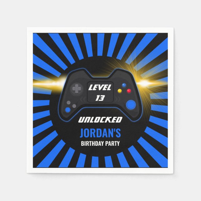 Blått videospel, födelsedagsservetter pappersservett (Framsidan)
