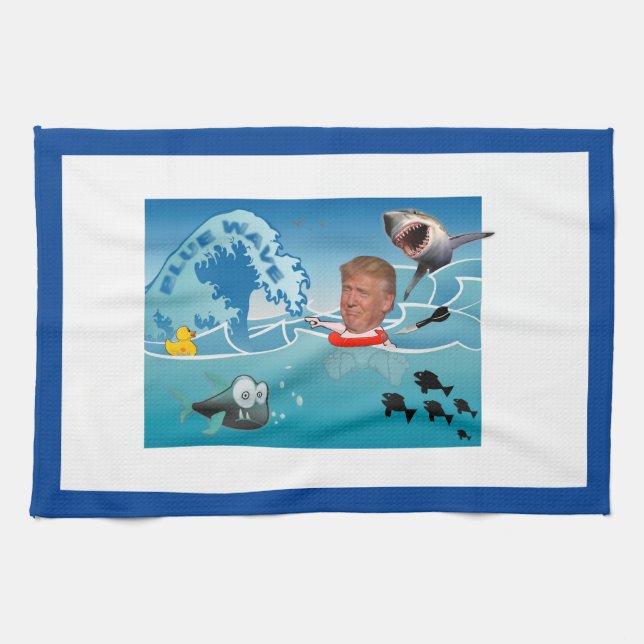 Blått vinkar/Anti trumf, Kökshandduk (Horisontell)