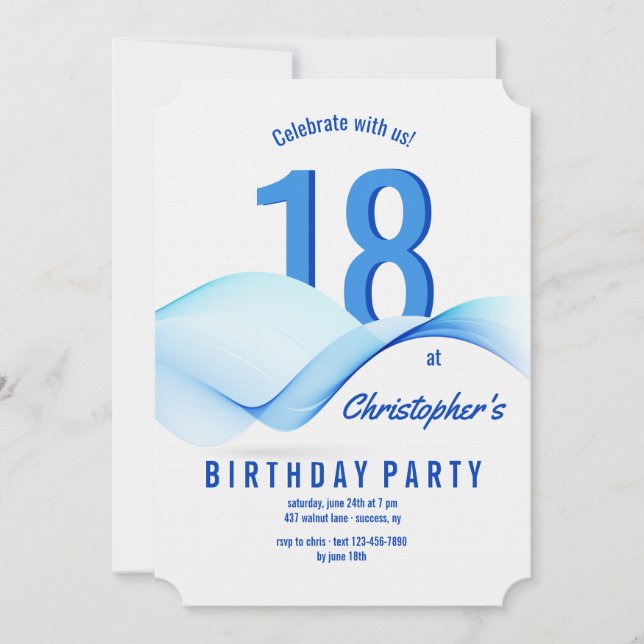 Blått Vinkar inbjudan (Framsida)