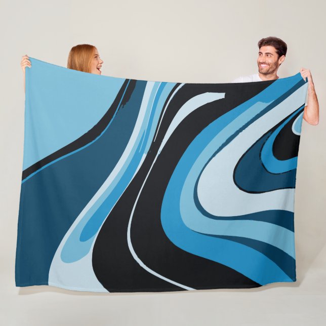 Blått Vinkart Abstrakt Art Fleecefilt (På plats)