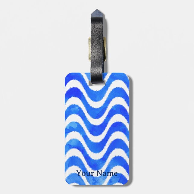 Blått Vinkart dekorativt vattenfärgsfärgad Anpassn Bagagebricka (Baksidan Lodrät)