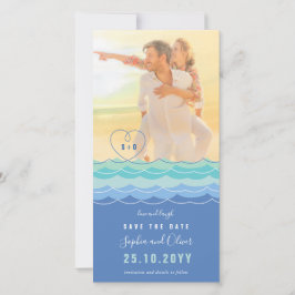 Blått Vinkart Loopy Heart Beach-foto Spara datum Spara Datumet