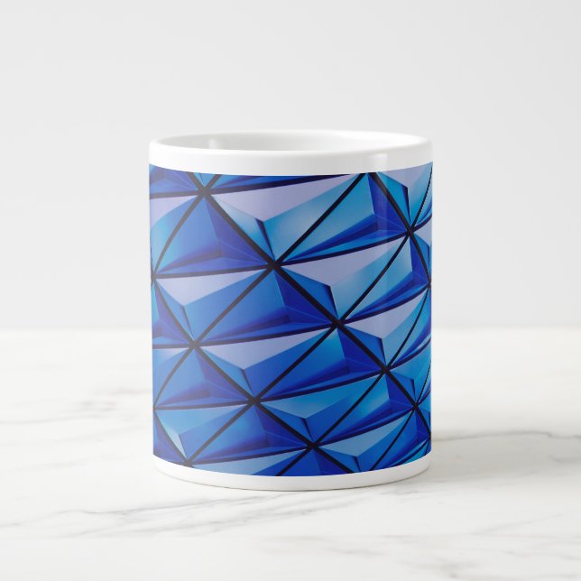 blått vinkelt rutnät jumbo mugg (Framsidan)