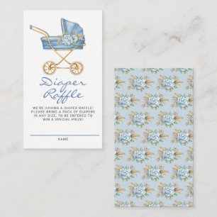 Blått Vintage Barnvagn Blommigt Försämrad Raffle-s Tilläggskort
