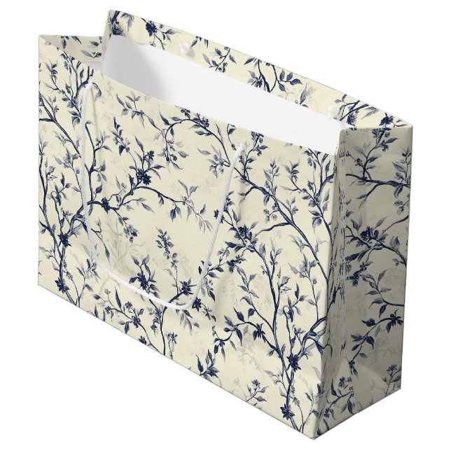 Blått Vintage Blommönster (1) (Framsidan Vinklad)
