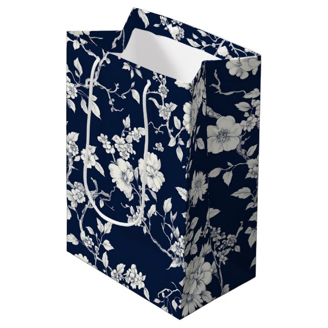 Blått Vintage Blommönster (12) (Framsidan Vinklad)