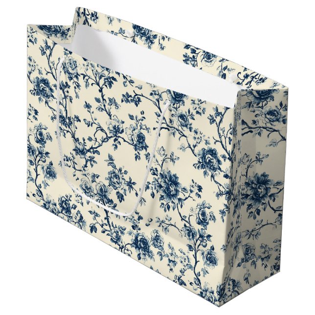 Blått Vintage Blommönster (2) (Framsidan Vinklad)