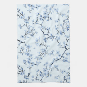 Blått Vintage Blommönster (9) Kökshandduk