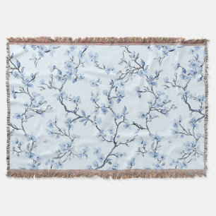 Blått Vintage Blommönster Toile Mönster (9) Filt