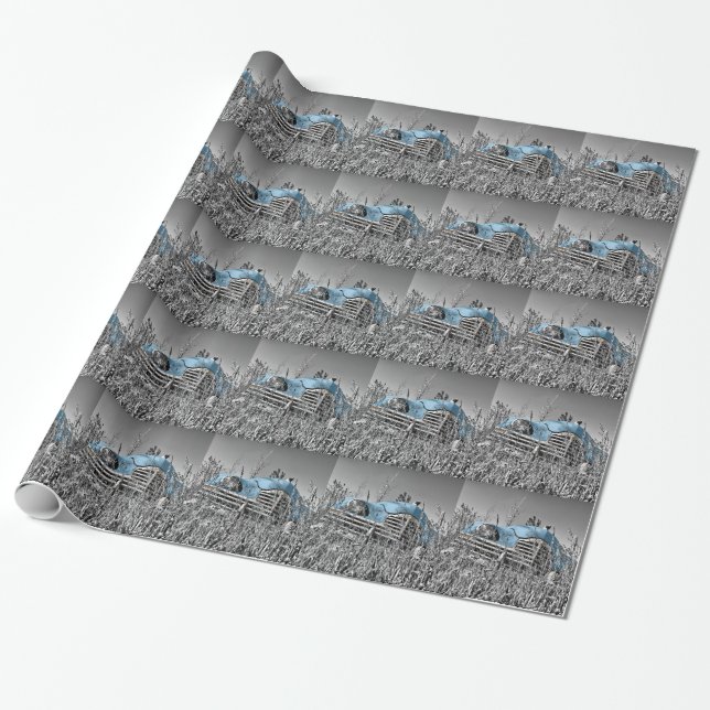 Blått vintage presentpapper (Utrullad)
