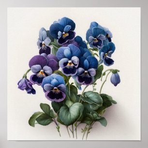 Blått violas blombild Skriv ut Poster