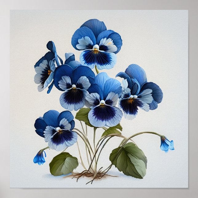 Blått violas blombild Skriv ut Poster (Framsidan)