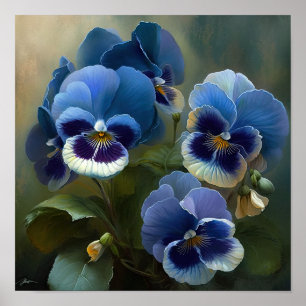 Blått violas blombild Skriv ut Poster