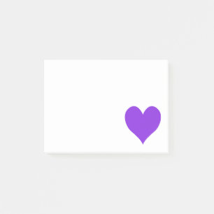 Blått violett ljus, hjärtform post-it block