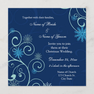 Blått virvlar runt jul som gifta sig inbjudankort inbjudningar
