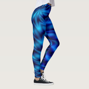 Blått virvlar runt leggings
