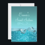 Blått virvlar runt, & pilbågen avbildar inbjudningar<br><div class="desc">Denna inbjudan för födelsedagen för elegantanpassadesweet sixteen presenterar en blått virvlar runt mönster på en blåttbakgrund. Skräddarsy den,  genom att tillfoga som är ditt,  specificerar i stilsorten av ditt primat!</div>