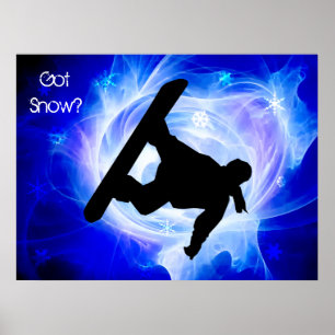 Blått virvlar runt snowstormen poster
