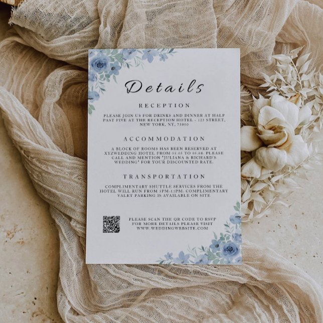 Blått visitkort - Information om Bröllop Inbjudningar (Blue Enclosure Card-The Details Wedding Invitation)