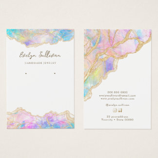 Blått visning för opaljud av rosa visitkort