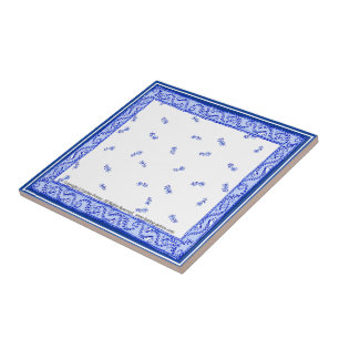 Blått & vit 2, litet (4,25" x 4,25") keramiskt kakelplatta